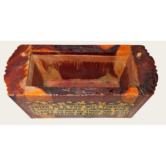 Vintage Wooden Planter Box With Vine Design & Engraved Quote - Picture 2 of 8